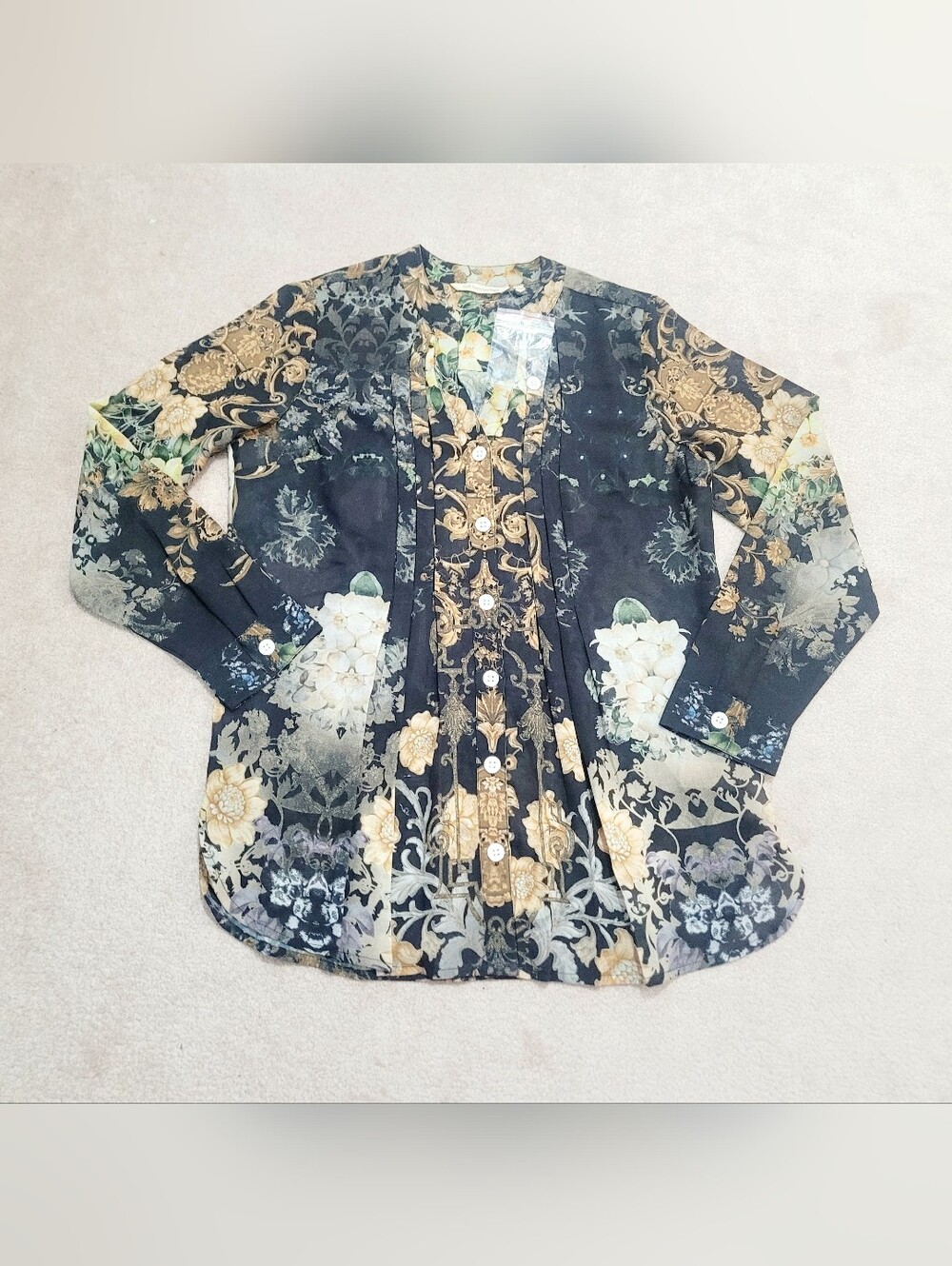 Soft Surroundings Sheer Floral Baroque Tunic Blouse Womens Size Small Boho New - Picture 14 of 14